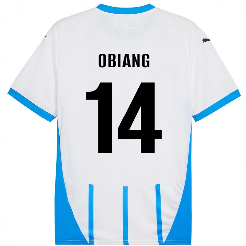 Danxen Hombre Camiseta Pedro Obiang #14 Blanco Azul 2ª Equipación 2024/25 La Camisa México
