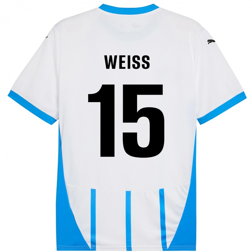 Danxen Hombre Camiseta David Weiss #15 Blanco Azul 2ª Equipación 2024/25 La Camisa México