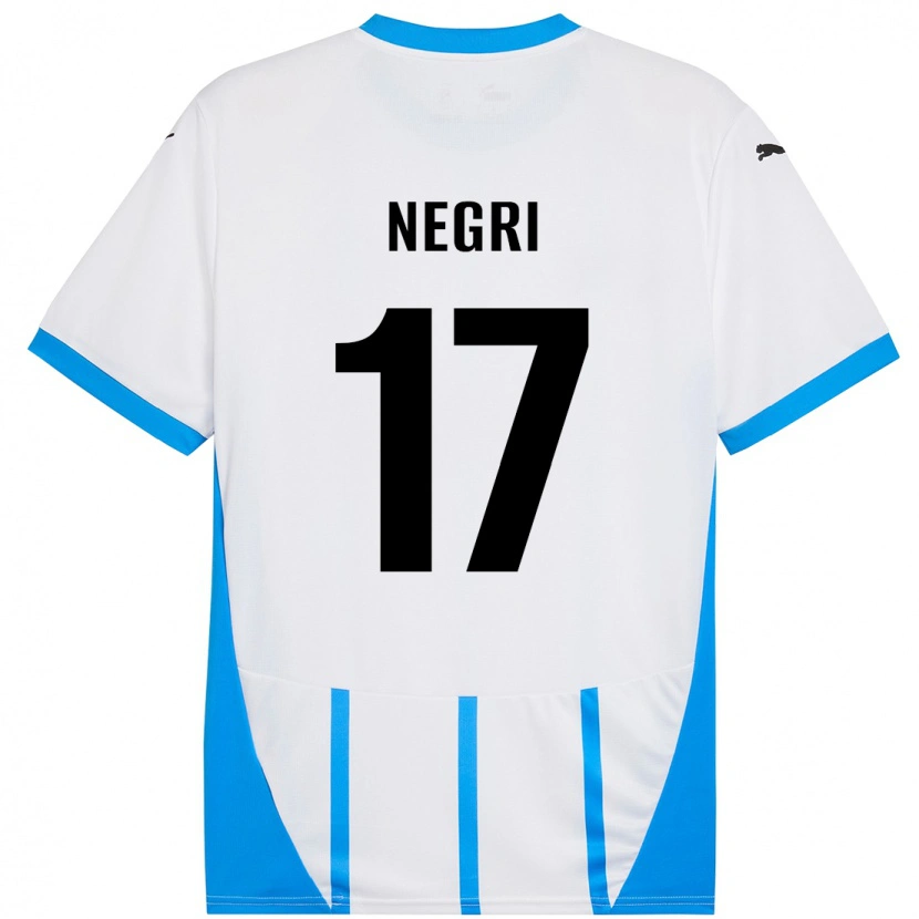Danxen Hombre Camiseta Gabriele Negri #17 Blanco Azul 2ª Equipación 2024/25 La Camisa México