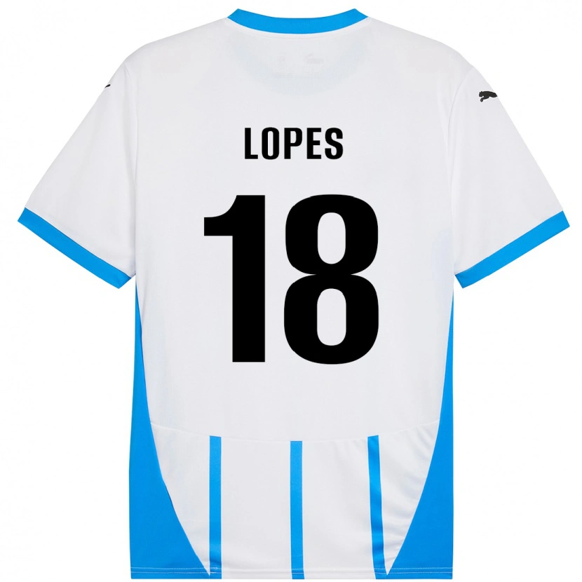 Danxen Hombre Camiseta Emerick Lopes #18 Blanco Azul 2ª Equipación 2024/25 La Camisa México
