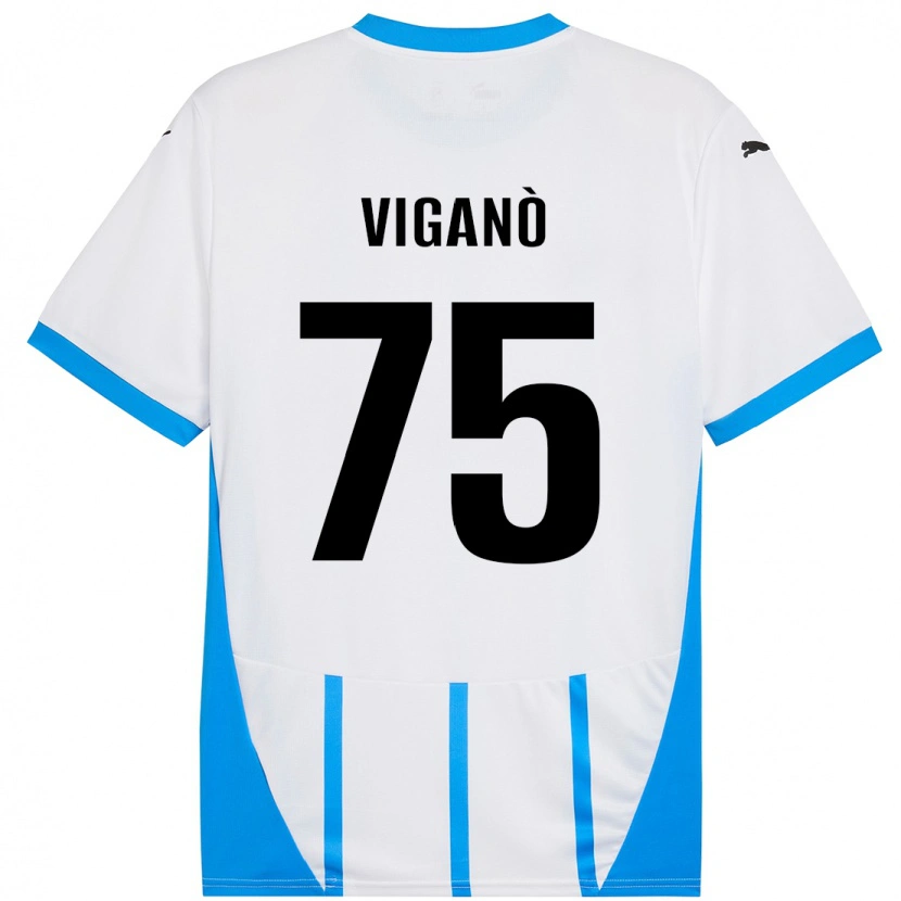 Danxen Hombre Camiseta Lorenzo Viganò #75 Blanco Azul 2ª Equipación 2024/25 La Camisa México