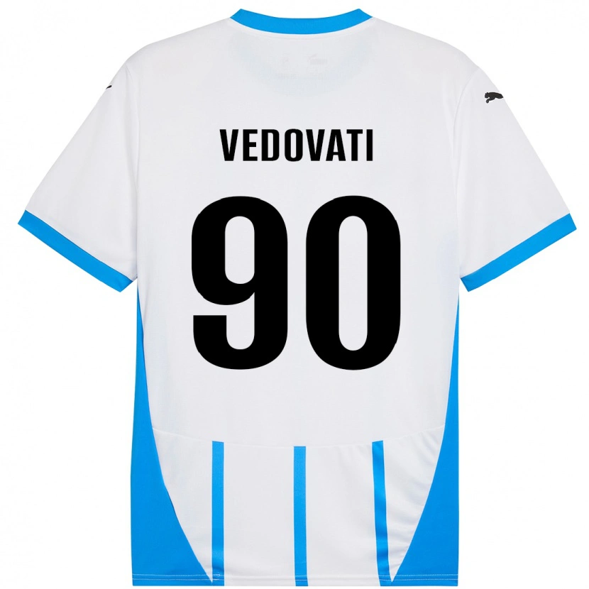 Danxen Hombre Camiseta Gabriele Vedovati #90 Blanco Azul 2ª Equipación 2024/25 La Camisa México
