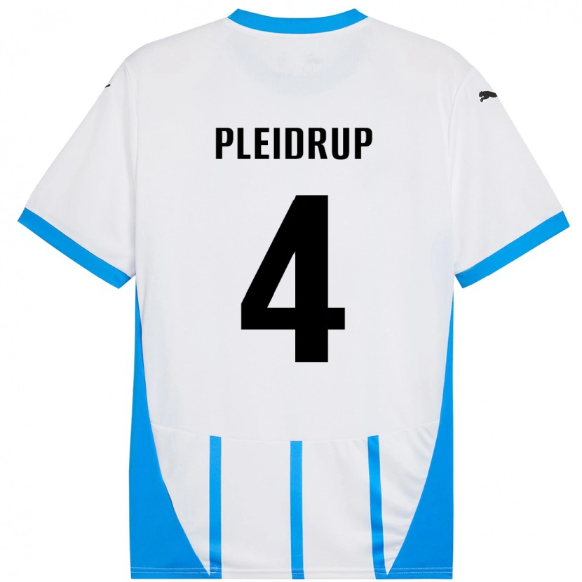 Danxen Hombre Camiseta Caroline Pleidrup #4 Blanco Azul 2ª Equipación 2024/25 La Camisa México