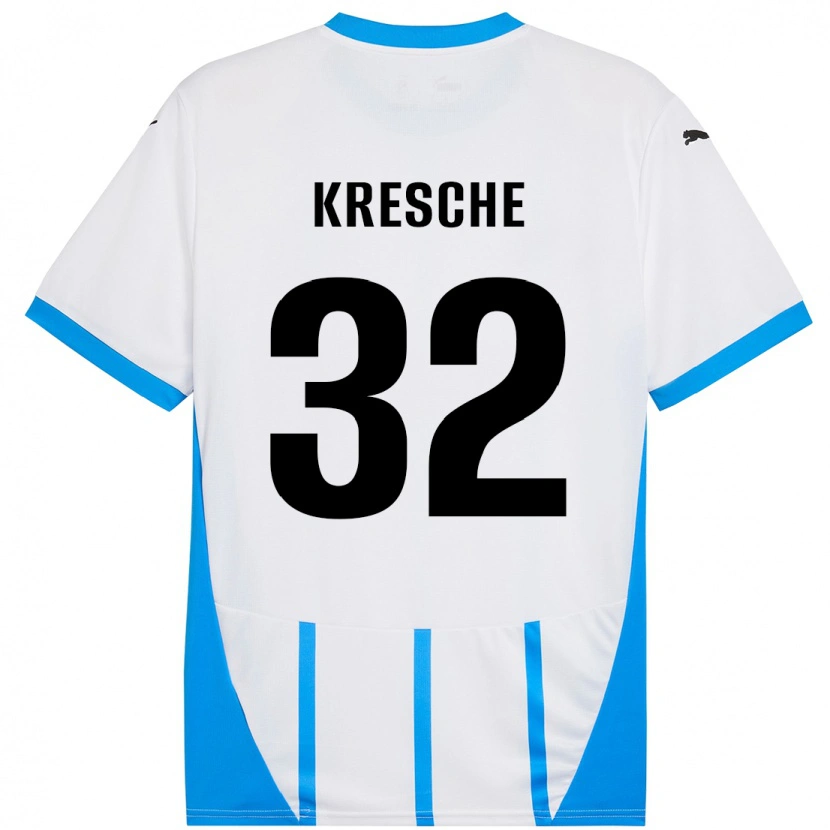 Danxen Hombre Camiseta Isabella Kresche #32 Blanco Azul 2ª Equipación 2024/25 La Camisa México