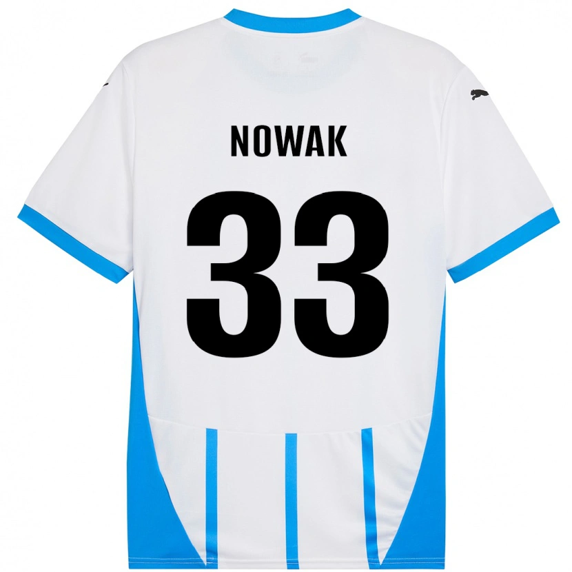Danxen Hombre Camiseta Julie Nowak #33 Blanco Azul 2ª Equipación 2024/25 La Camisa México
