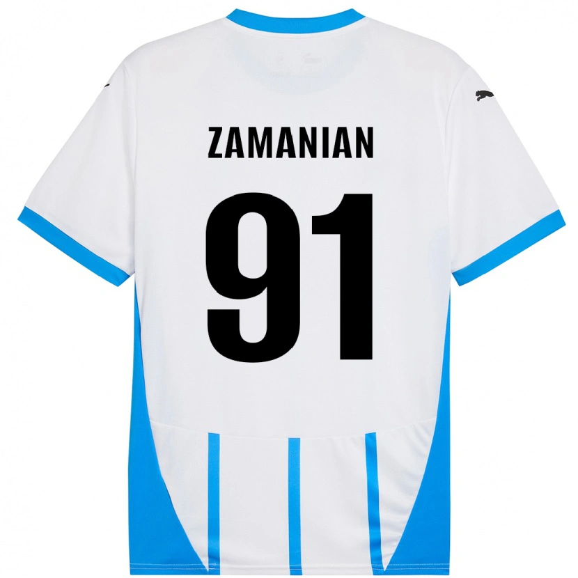 Danxen Hombre Camiseta Annahita Zamanian #91 Blanco Azul 2ª Equipación 2024/25 La Camisa México