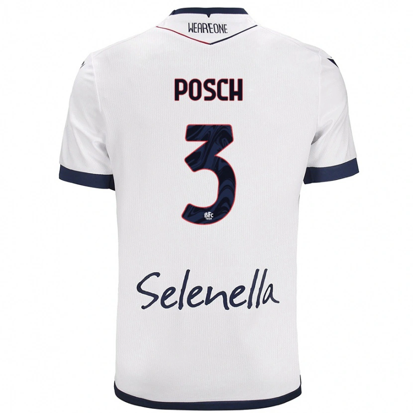 Danxen Hombre Camiseta Stefan Posch #3 Blanco Azul Real 2ª Equipación 2024/25 La Camisa México