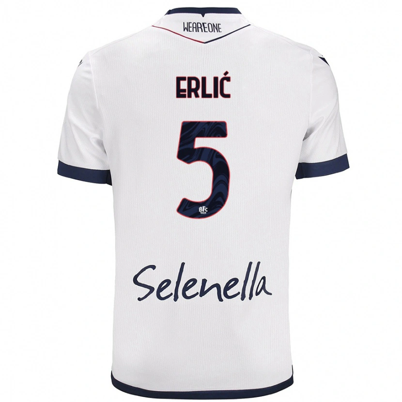 Danxen Hombre Camiseta Martin Erlić #5 Blanco Azul Real 2ª Equipación 2024/25 La Camisa México