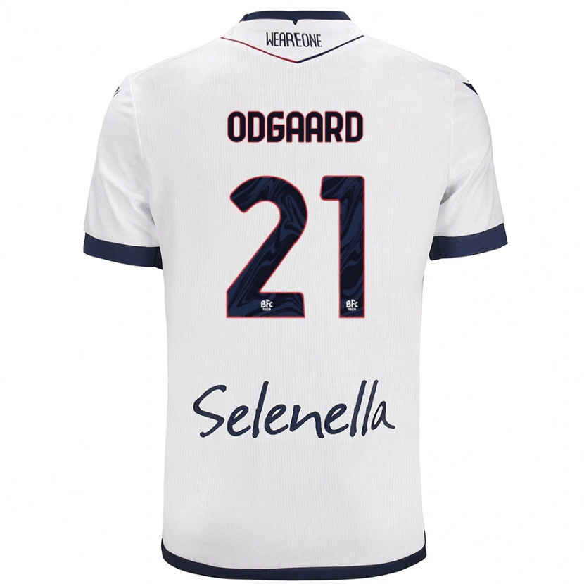 Danxen Hombre Camiseta Jens Odgaard #21 Blanco Azul Real 2ª Equipación 2024/25 La Camisa México