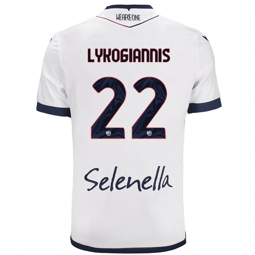 Danxen Hombre Camiseta Charalampos Lykogiannis #22 Blanco Azul Real 2ª Equipación 2024/25 La Camisa México