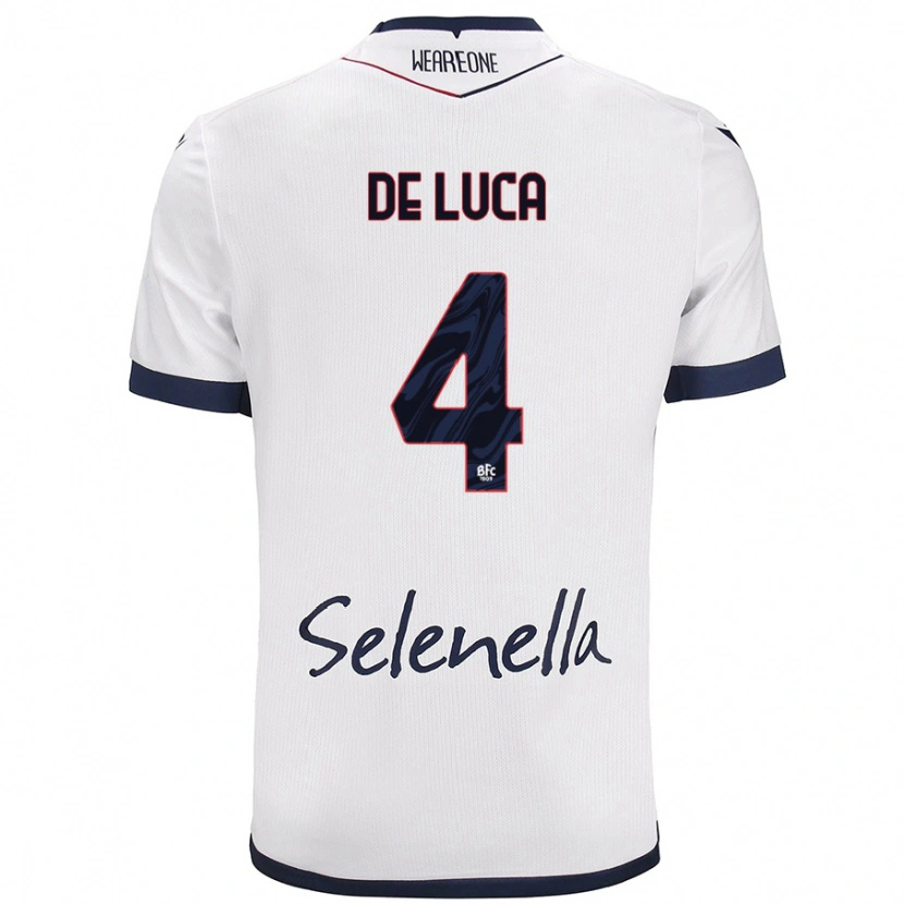 Danxen Hombre Camiseta Alessandro De Luca #4 Blanco Azul Real 2ª Equipación 2024/25 La Camisa México