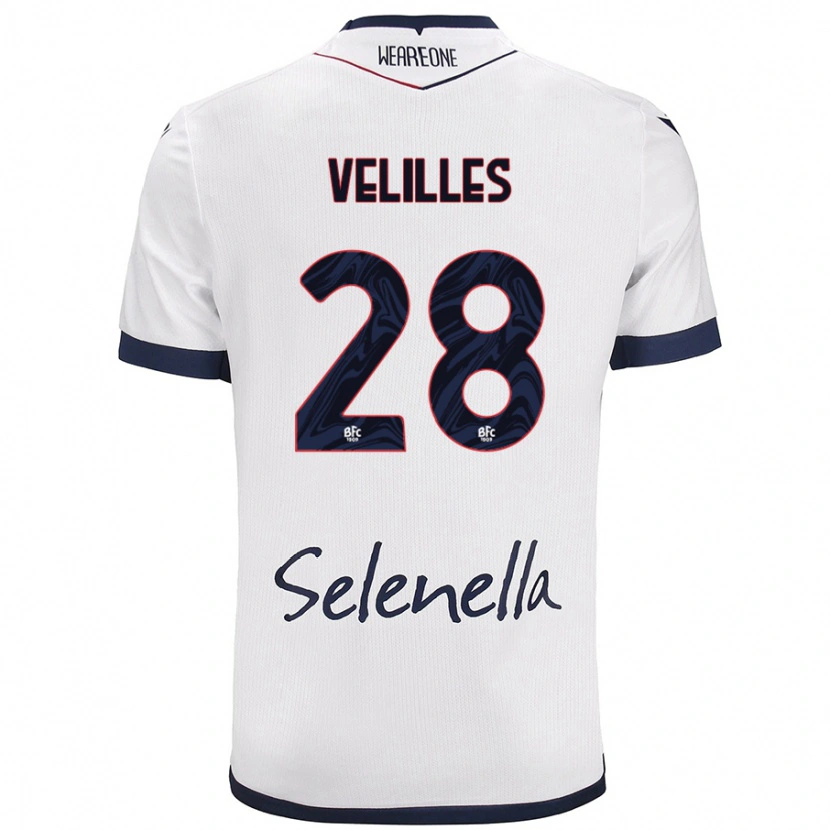 Danxen Hombre Camiseta Aarón Velilles #28 Blanco Azul Real 2ª Equipación 2024/25 La Camisa México