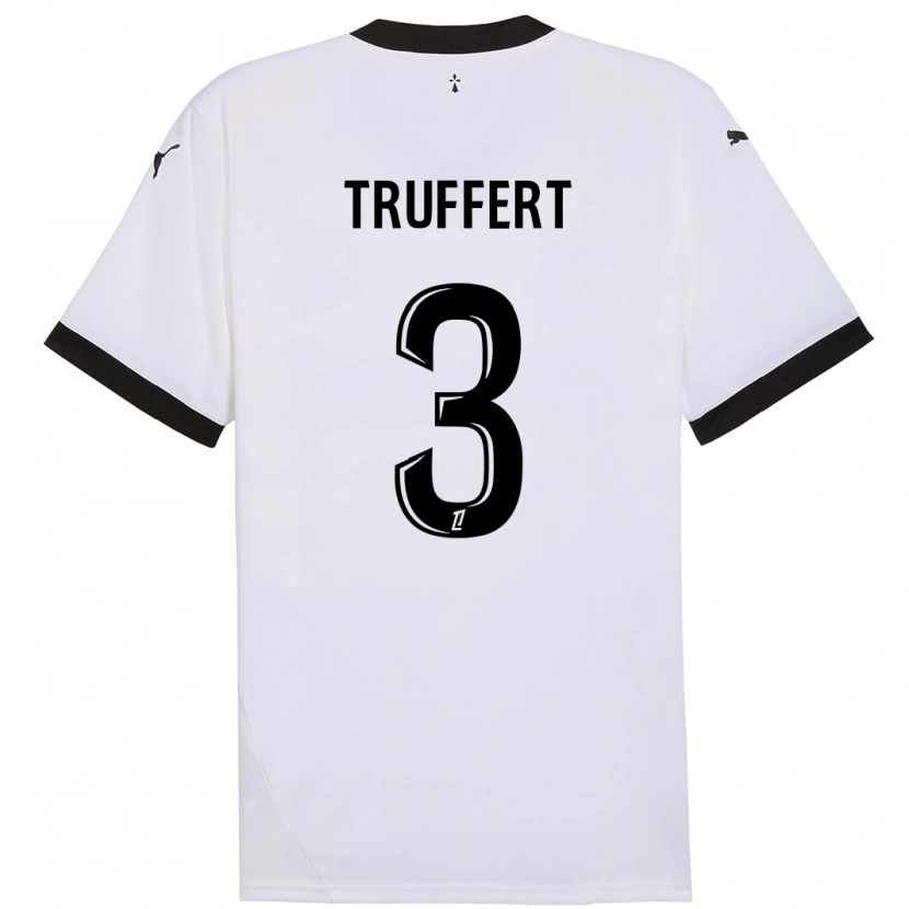 Danxen Hombre Camiseta Adrien Truffert #3 Blanco Negro 2ª Equipación 2024/25 La Camisa México
