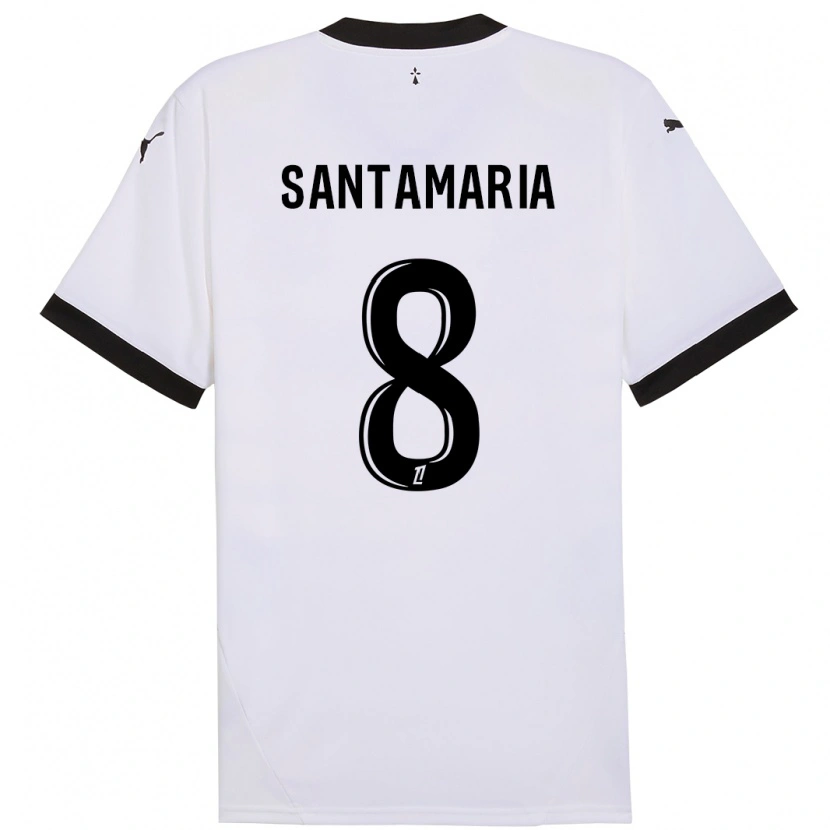 Danxen Hombre Camiseta Baptiste Santamaria #8 Blanco Negro 2ª Equipación 2024/25 La Camisa México