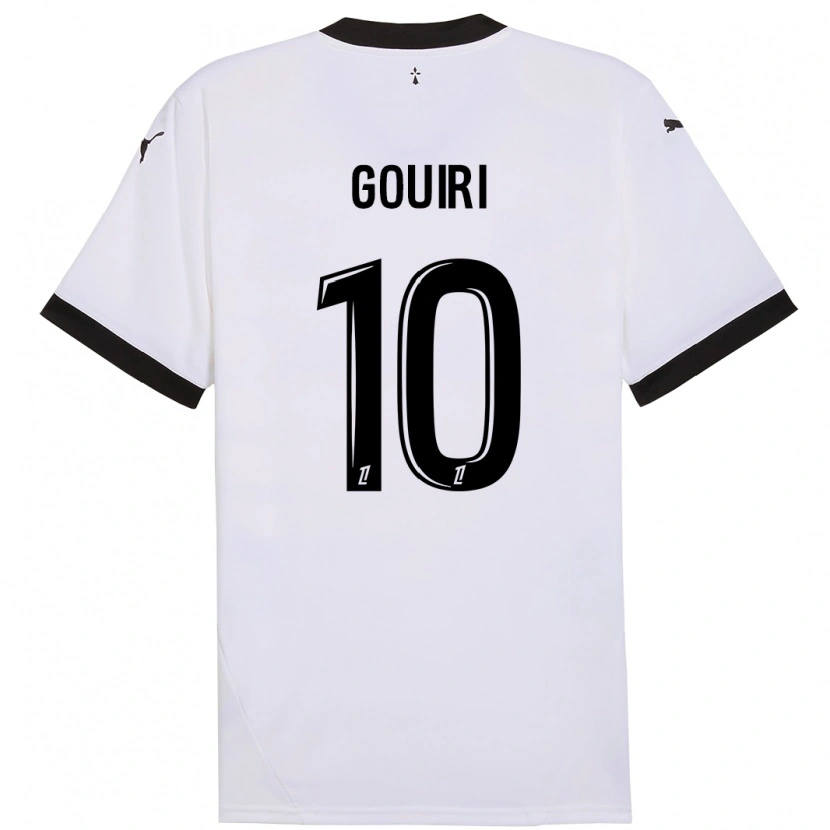 Danxen Hombre Camiseta Amine Gouiri #10 Blanco Negro 2ª Equipación 2024/25 La Camisa México