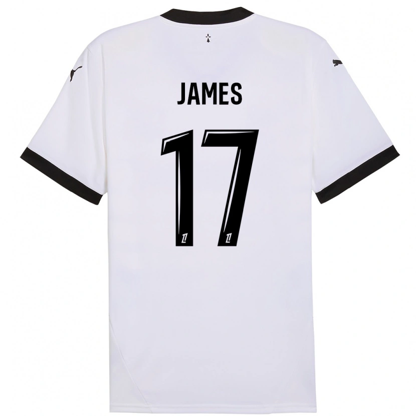 Danxen Hombre Camiseta Jordan James #17 Blanco Negro 2ª Equipación 2024/25 La Camisa México
