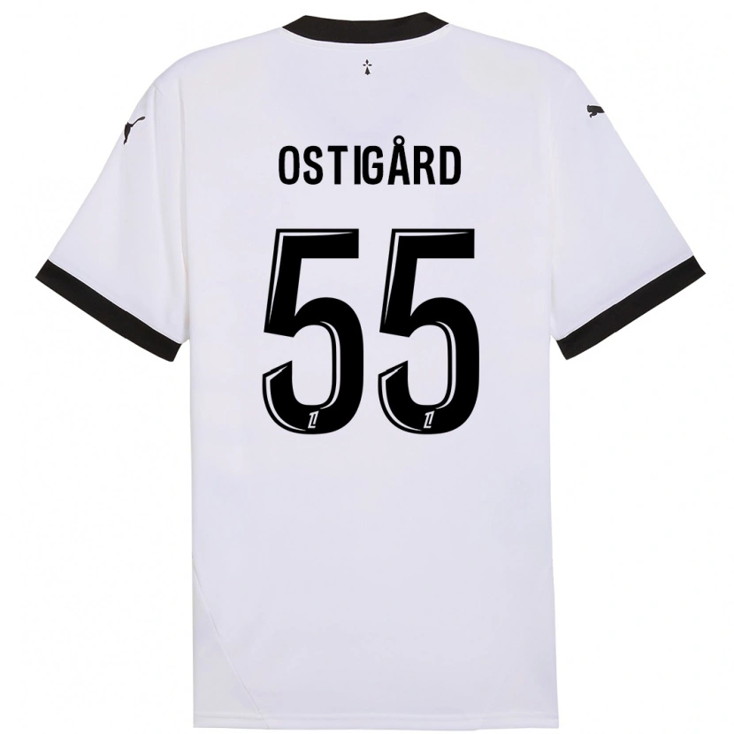 Danxen Hombre Camiseta Leo Østigård #55 Blanco Negro 2ª Equipación 2024/25 La Camisa México