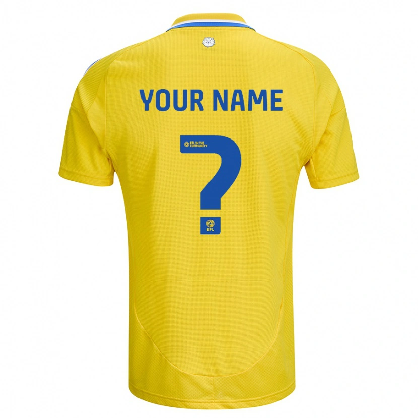 Danxen Hombre Camiseta Su Nombre #0 Amarillo Azul 2ª Equipación 2024/25 La Camisa México
