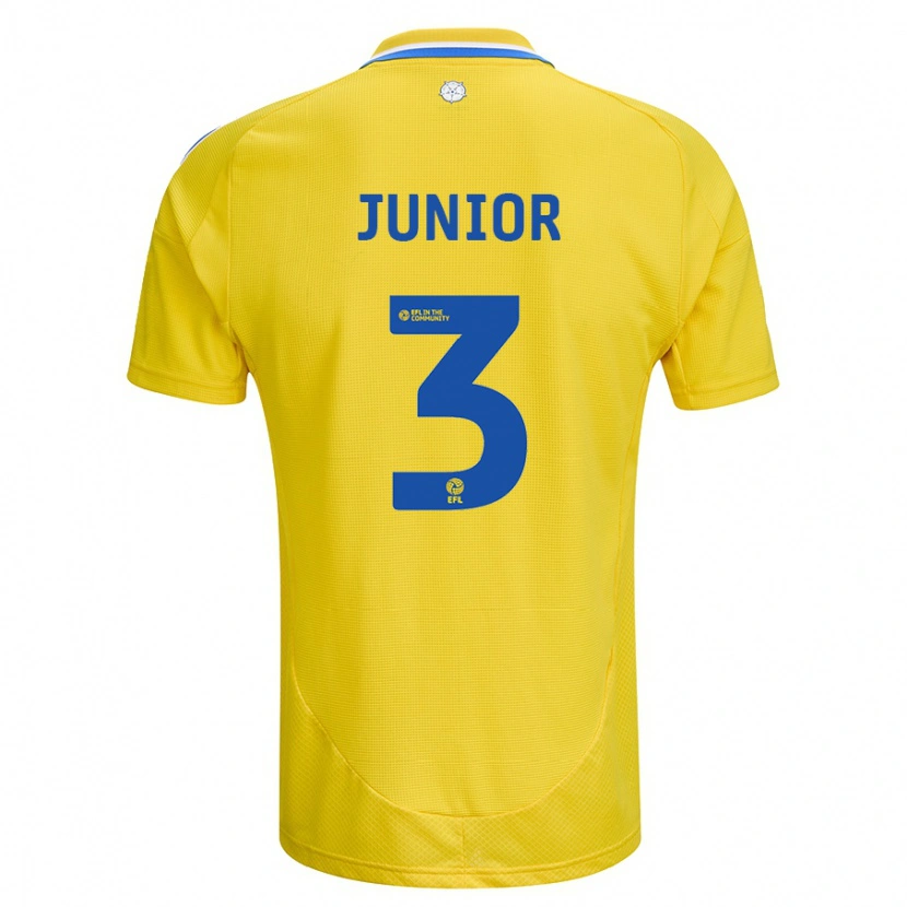 Danxen Hombre Camiseta Junior Firpo #3 Amarillo Azul 2ª Equipación 2024/25 La Camisa México