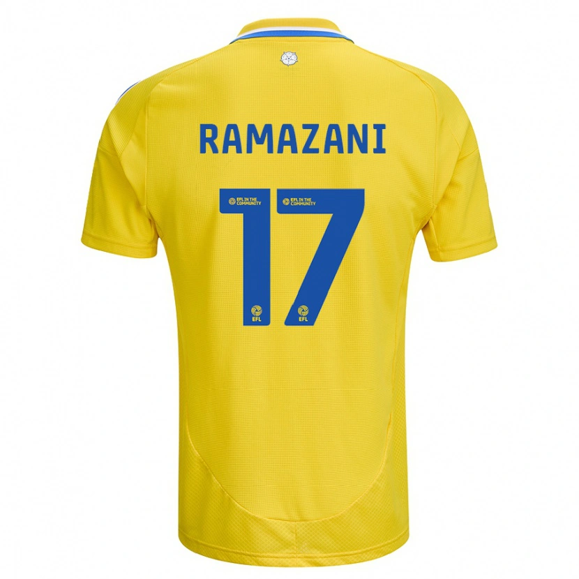 Danxen Hombre Camiseta Largie Ramazani #17 Amarillo Azul 2ª Equipación 2024/25 La Camisa México