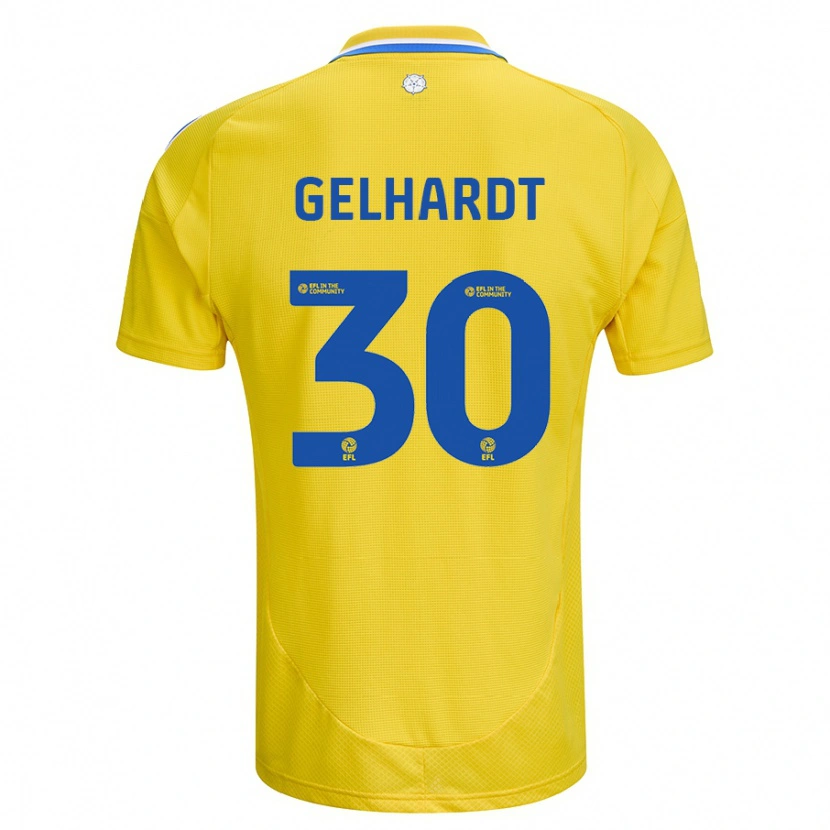 Danxen Hombre Camiseta Joe Gelhardt #30 Amarillo Azul 2ª Equipación 2024/25 La Camisa México