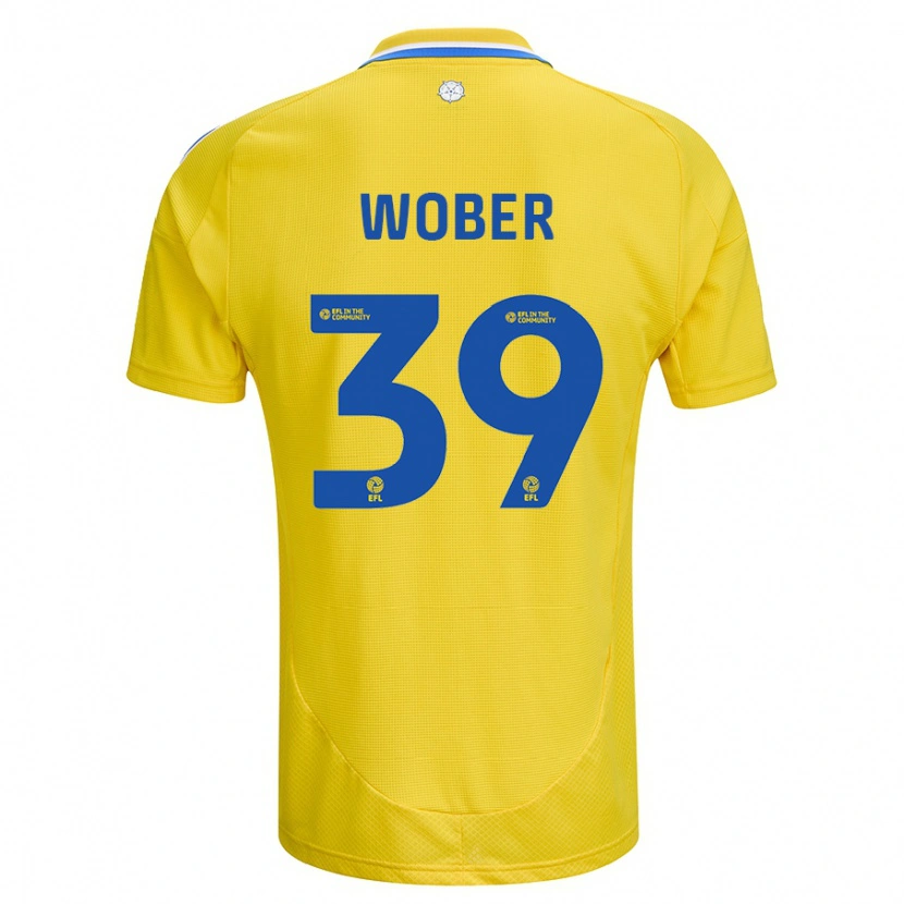 Danxen Hombre Camiseta Maximilian Wöber #39 Amarillo Azul 2ª Equipación 2024/25 La Camisa México
