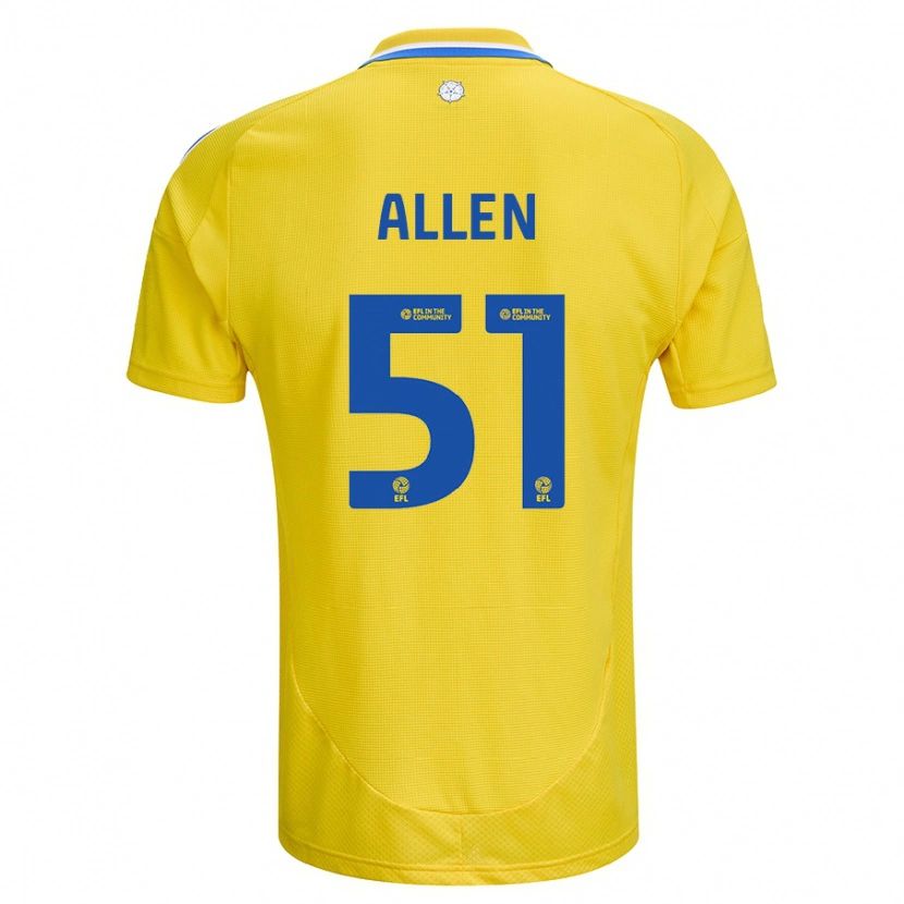 Danxen Hombre Camiseta Charlie Allen #51 Amarillo Azul 2ª Equipación 2024/25 La Camisa México