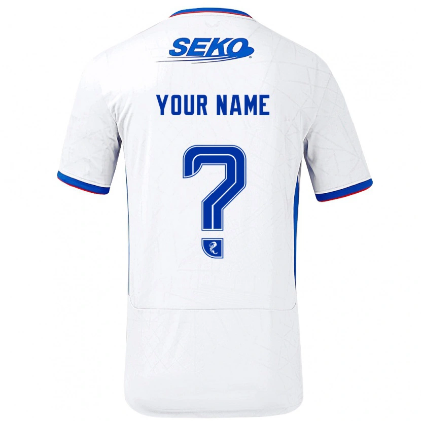 Danxen Hombre Camiseta Su Nombre #0 Blanco Azul 2ª Equipación 2024/25 La Camisa México