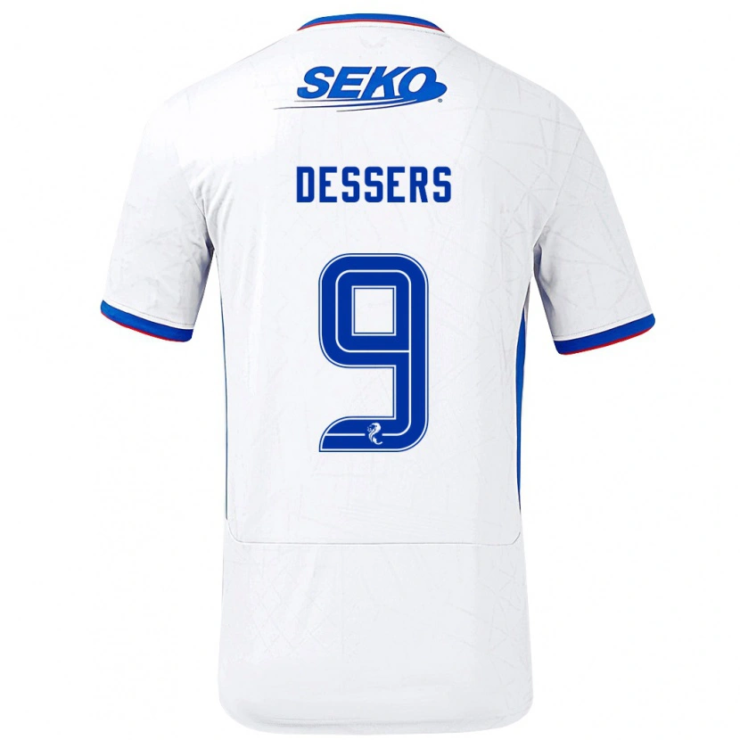 Danxen Hombre Camiseta Cyriel Dessers #9 Blanco Azul 2ª Equipación 2024/25 La Camisa México