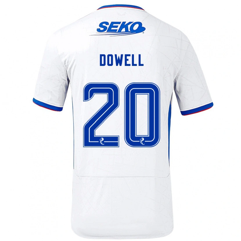 Danxen Hombre Camiseta Kieran Dowell #20 Blanco Azul 2ª Equipación 2024/25 La Camisa México