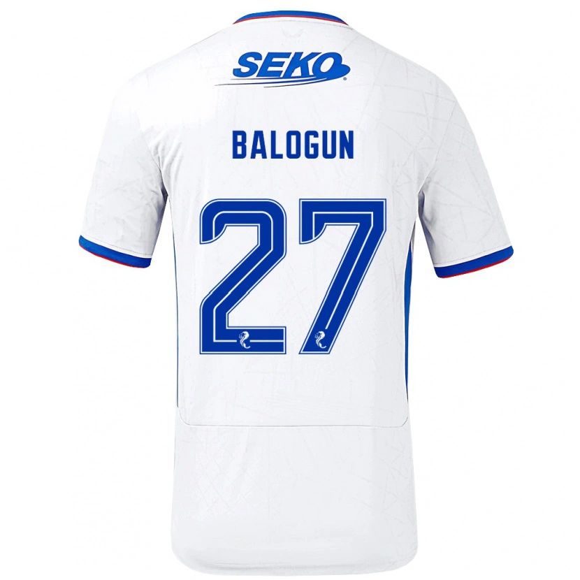 Danxen Hombre Camiseta Leon Balogun #27 Blanco Azul 2ª Equipación 2024/25 La Camisa México