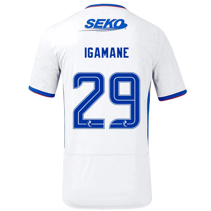 Danxen Hombre Camiseta Hamza Igamane #29 Blanco Azul 2ª Equipación 2024/25 La Camisa México