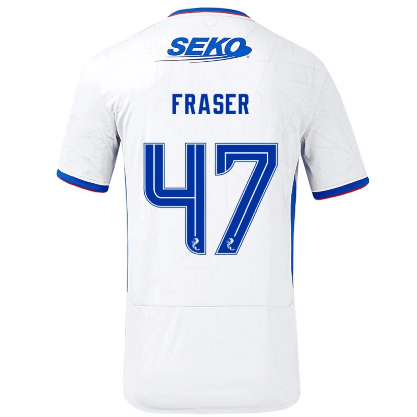 Danxen Hombre Camiseta Robbie Fraser #47 Blanco Azul 2ª Equipación 2024/25 La Camisa México