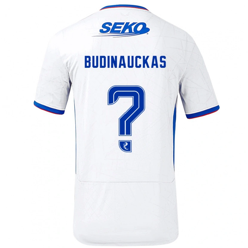 Danxen Hombre Camiseta Lewis Budinauckas #0 Blanco Azul 2ª Equipación 2024/25 La Camisa México