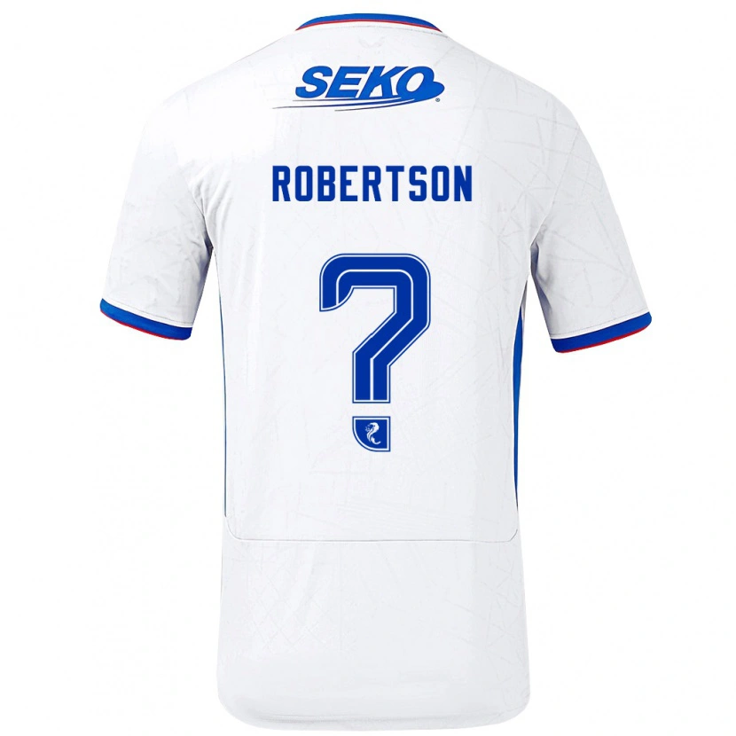 Danxen Hombre Camiseta Kerr Robertson #0 Blanco Azul 2ª Equipación 2024/25 La Camisa México
