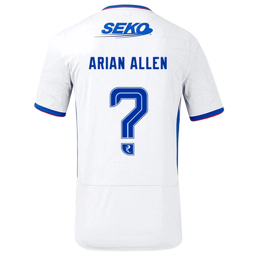 Danxen Hombre Camiseta Arian Allen #0 Blanco Azul 2ª Equipación 2024/25 La Camisa México