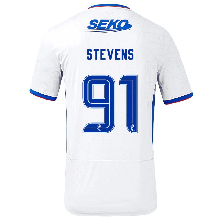 Danxen Hombre Camiseta Archie Stevens #91 Blanco Azul 2ª Equipación 2024/25 La Camisa México