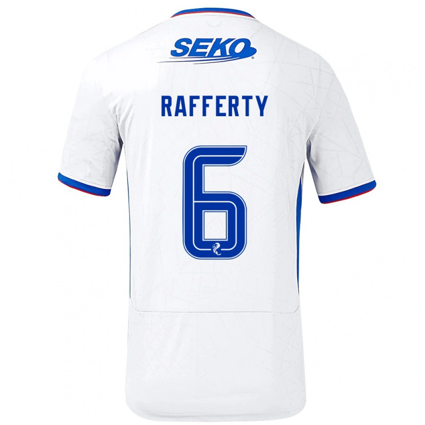 Danxen Hombre Camiseta Laura Rafferty #6 Blanco Azul 2ª Equipación 2024/25 La Camisa México