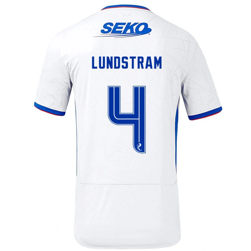 Danxen Hombre Camiseta John Lundstram #4 Blanco Azul 2ª Equipación 2024/25 La Camisa México