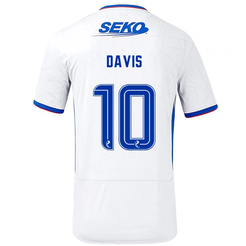 Danxen Hombre Camiseta Steven Davis #10 Blanco Azul 2ª Equipación 2024/25 La Camisa México