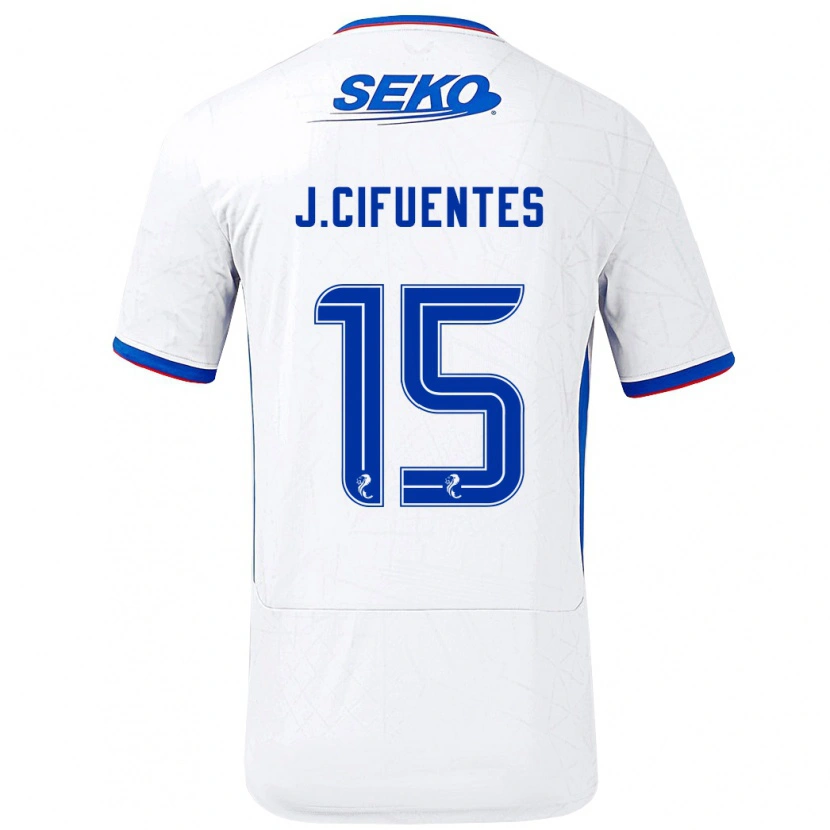 Danxen Hombre Camiseta José Cifuentes #15 Blanco Azul 2ª Equipación 2024/25 La Camisa México
