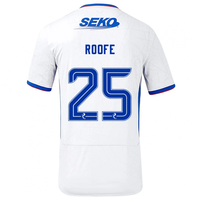 Danxen Hombre Camiseta Kemar Roofe #25 Blanco Azul 2ª Equipación 2024/25 La Camisa México