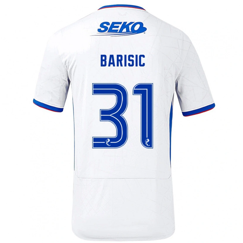 Danxen Hombre Camiseta Borna Barisic #31 Blanco Azul 2ª Equipación 2024/25 La Camisa México