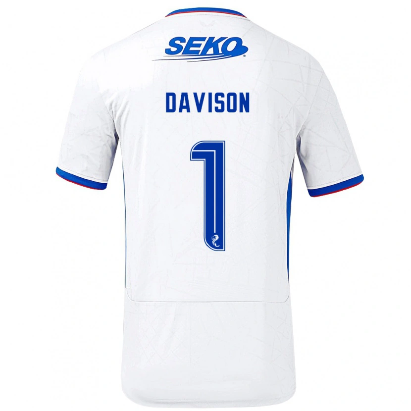 Danxen Hombre Camiseta Hannah Davison #1 Blanco Azul 2ª Equipación 2024/25 La Camisa México