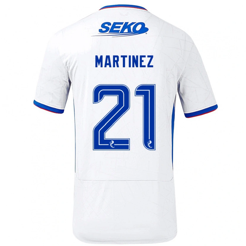 Danxen Hombre Camiseta Lisa Martinez #21 Blanco Azul 2ª Equipación 2024/25 La Camisa México