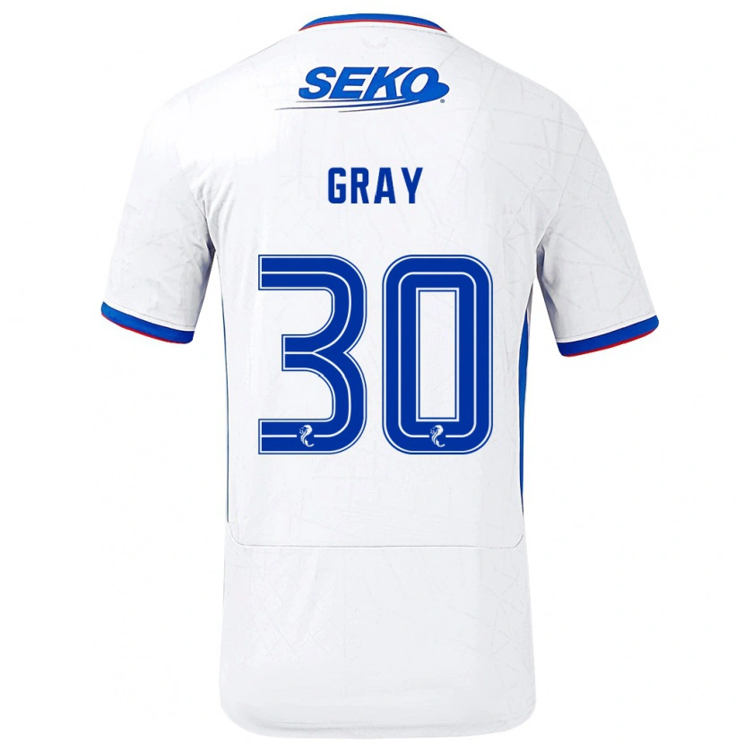 Danxen Hombre Camiseta Georgia Gray #30 Blanco Azul 2ª Equipación 2024/25 La Camisa México