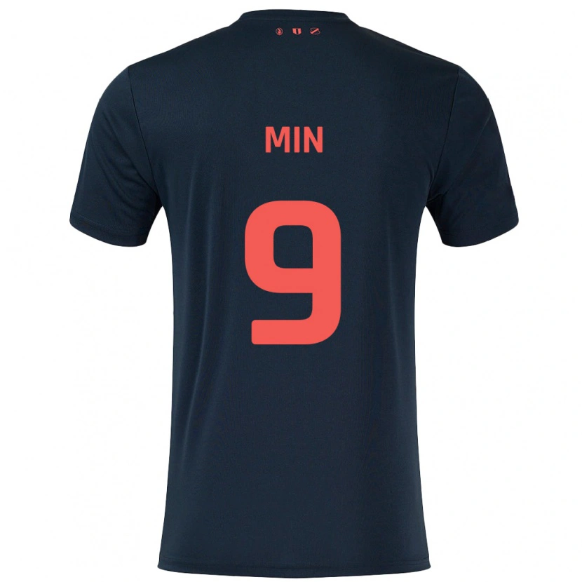 Danxen Hombre Camiseta David Min #9 Negro Rojo 2ª Equipación 2024/25 La Camisa México