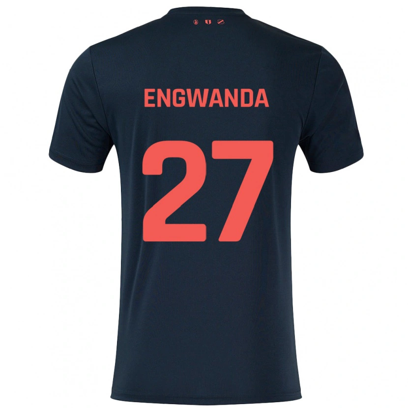 Danxen Hombre Camiseta Alonzo Engwanda #27 Negro Rojo 2ª Equipación 2024/25 La Camisa México