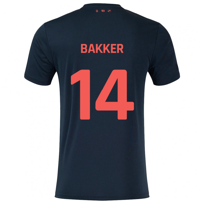 Danxen Hombre Camiseta Eshly Bakker #14 Negro Rojo 2ª Equipación 2024/25 La Camisa México