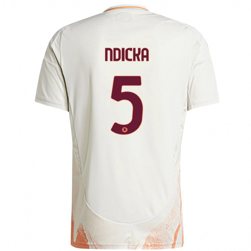 Danxen Hombre Camiseta Evan Ndicka #5 Crema Blanco Naranja 2ª Equipación 2024/25 La Camisa México